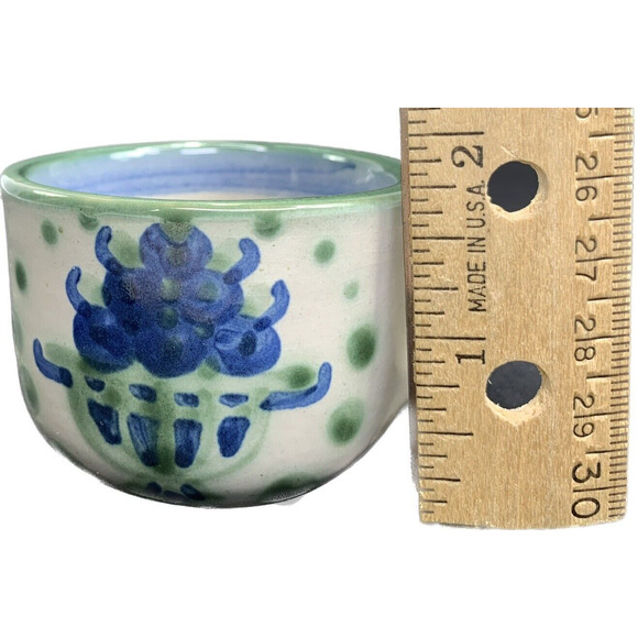M A Hadley Pottery Bouquet 2 oz Cup Blue‎ and Green RARE - Picture 8 of 8